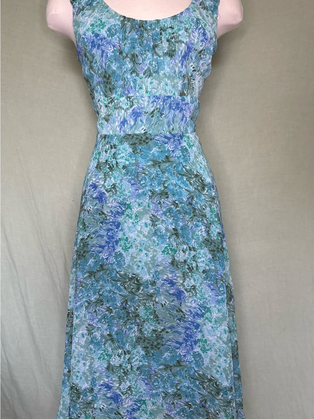 Aqua Floral Maxi Dress #vintage #cottagecore #summer
